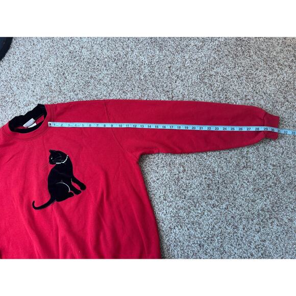 VINTAGE Bedazzled Cat Sweatshirt; Top Stitch by Moring Sun, MEDIUM/LARGE - Picture 9 of 11